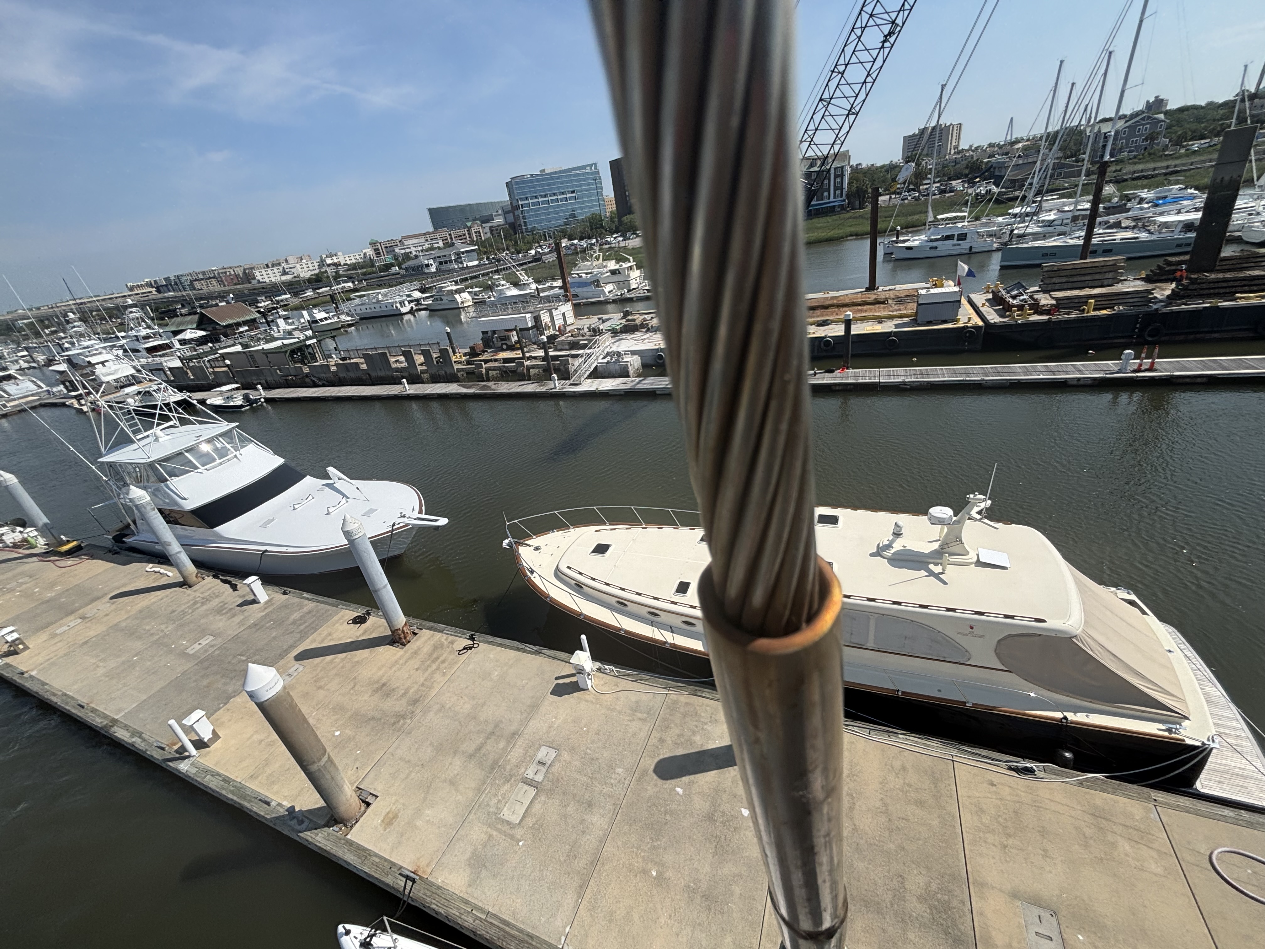 View from the mast — rigging work at Charleston marina by SC Yachting