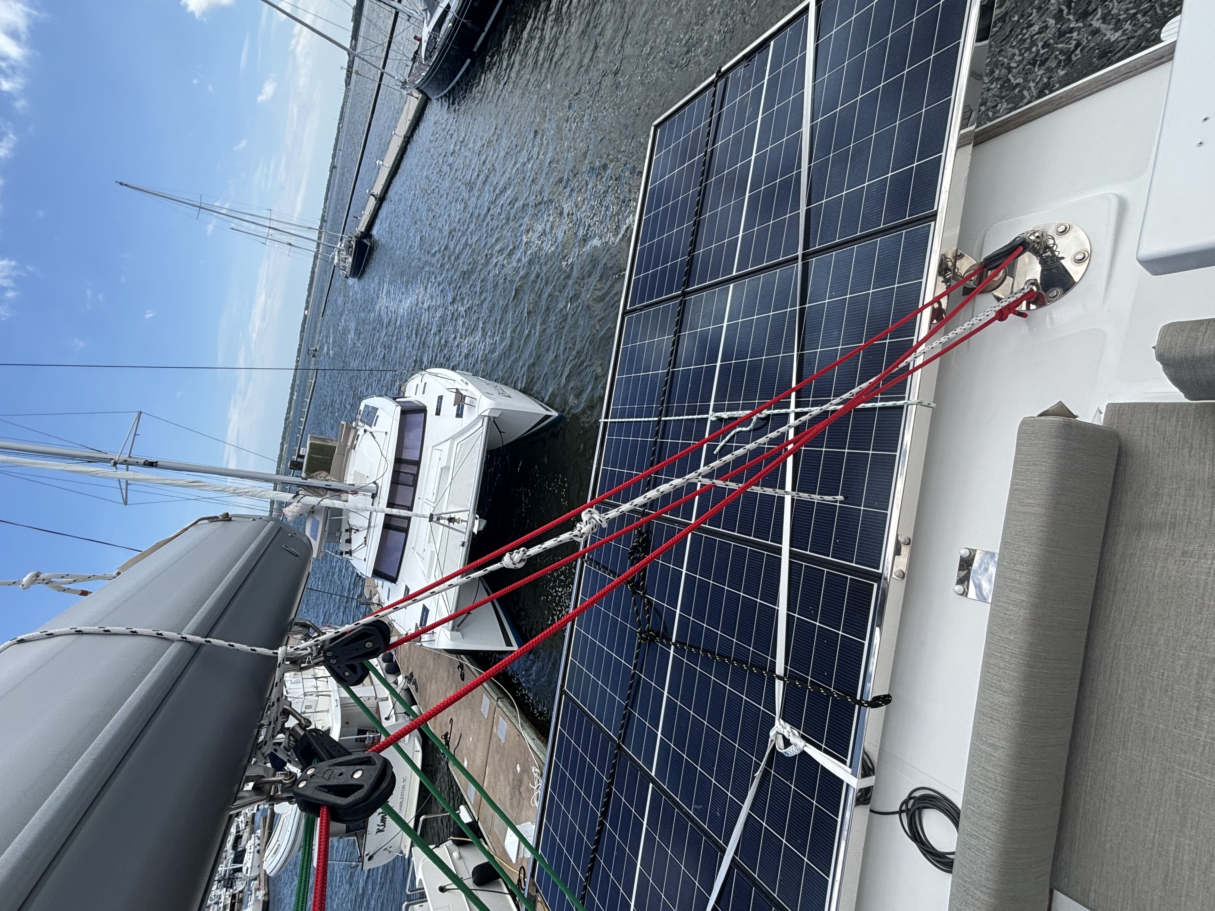 Marine solar panel installation and electrical system work by SC Yachting on a sailboat